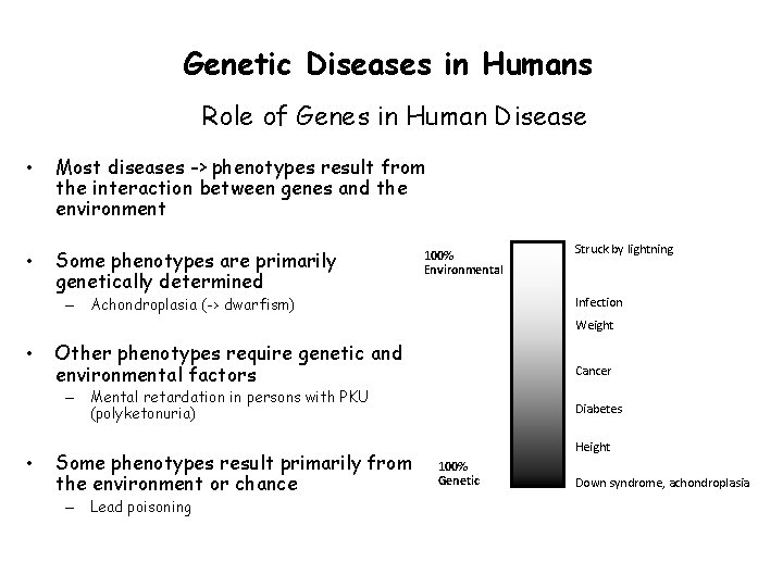Genetic Diseases in Humans Role of Genes in Human Disease • Most diseases ->