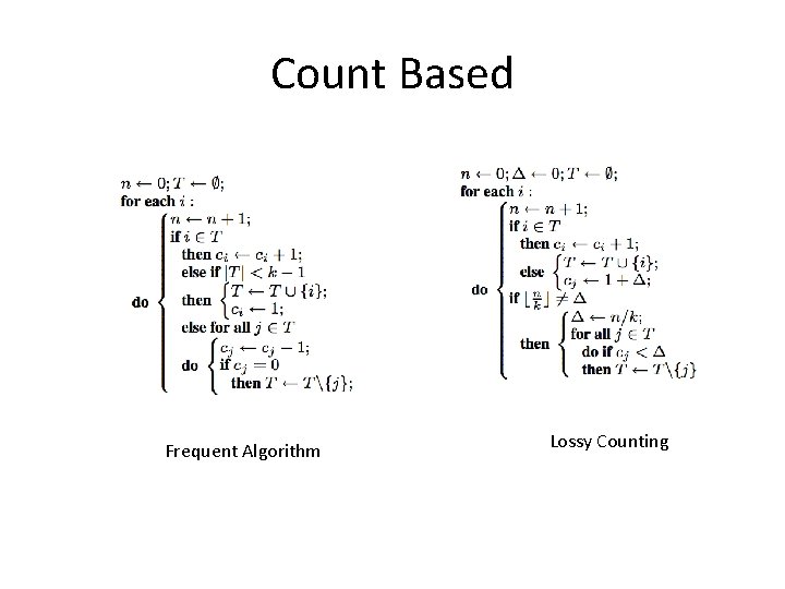 Count Based Frequent Algorithm Lossy Counting 