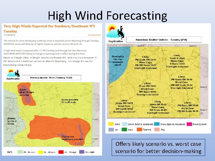 High Wind Forecasting Offers likely scenario vs. worst case scenario for better decision-making 