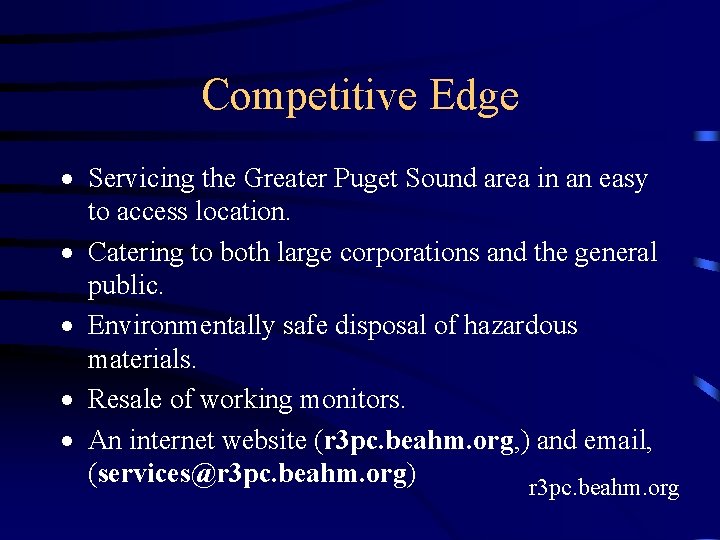 Competitive Edge · Servicing the Greater Puget Sound area in an easy to access