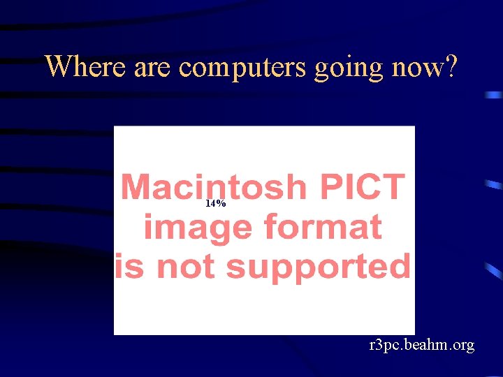 Where are computers going now? 6% 14% 80% r 3 pc. beahm. org 