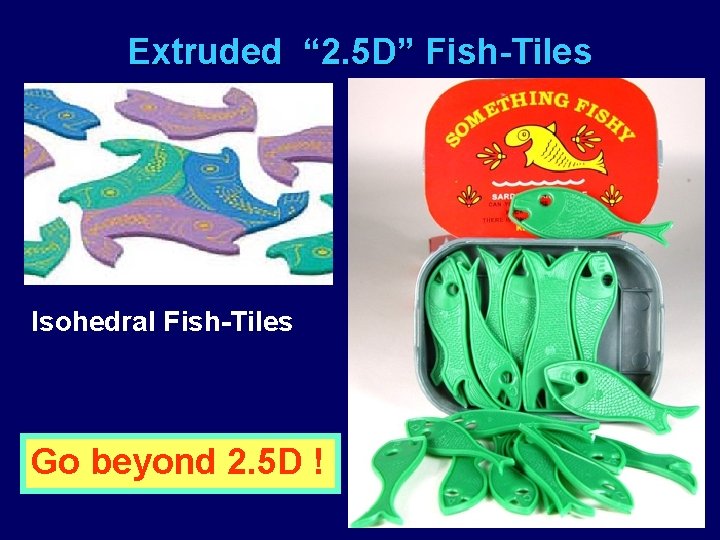 Extruded “ 2. 5 D” Fish-Tiles Isohedral Fish-Tiles Go beyond 2. 5 D !