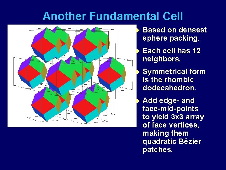 Another Fundamental Cell u Based on densest sphere packing. u Each cell has 12