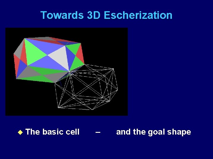 Towards 3 D Escherization u The basic cell – and the goal shape 