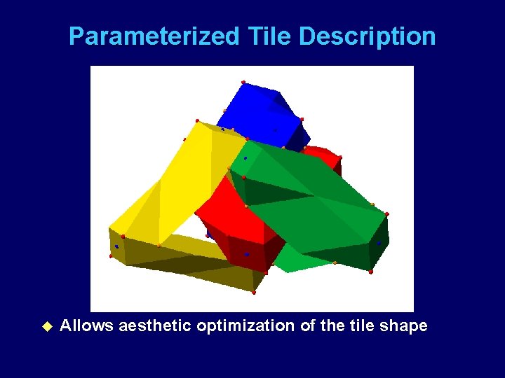 Parameterized Tile Description u Allows aesthetic optimization of the tile shape 