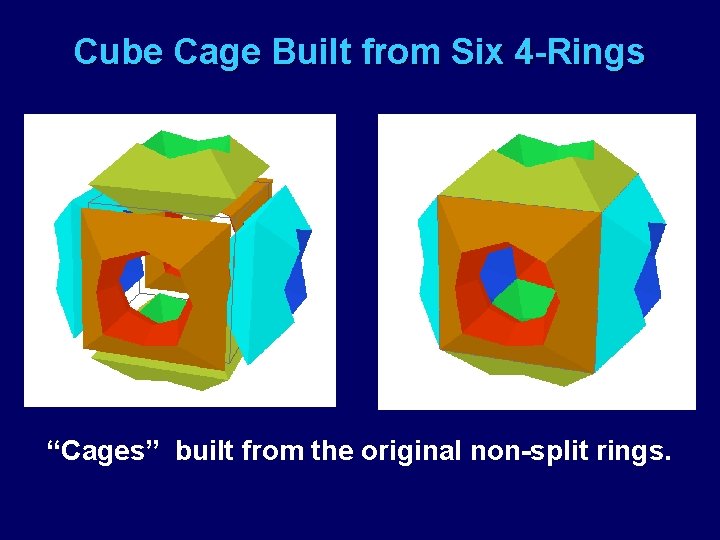 Cube Cage Built from Six 4 -Rings “Cages” built from the original non-split rings.