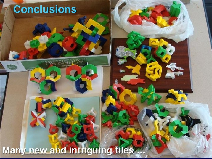 Conclusions Many new and intriguing tiles … 