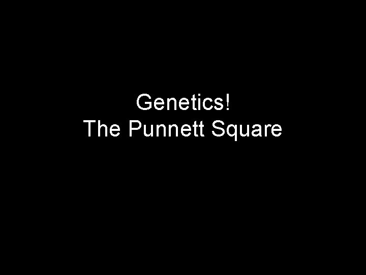 Genetics! The Punnett Square 