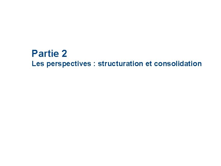 Partie 2 Les perspectives : structuration et consolidation 