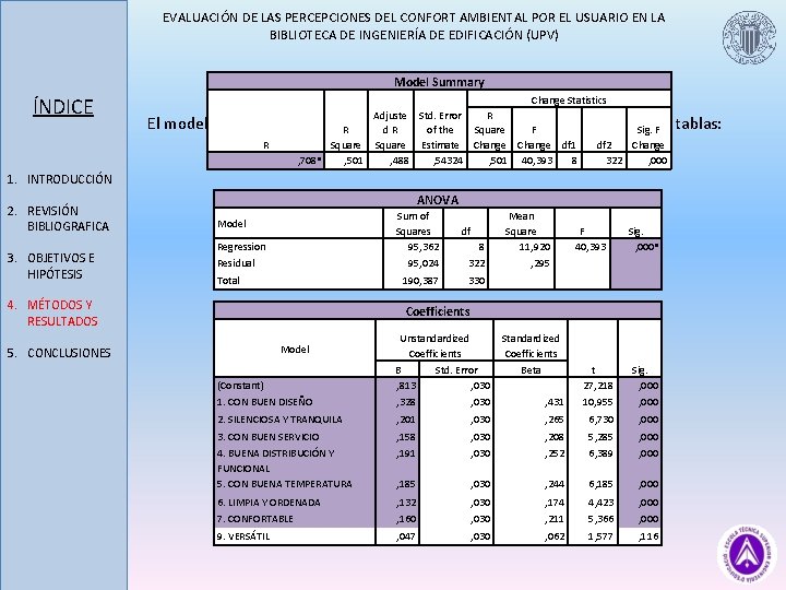 EVALUACIÓN DE LAS PERCEPCIONES DEL CONFORT AMBIENTAL POR EL USUARIO EN LA BIBLIOTECA DE