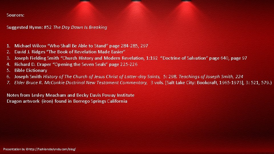 Sources: Suggested Hymn: #52 The Day Dawn Is Breaking 1. 2. 3. 4. 5.