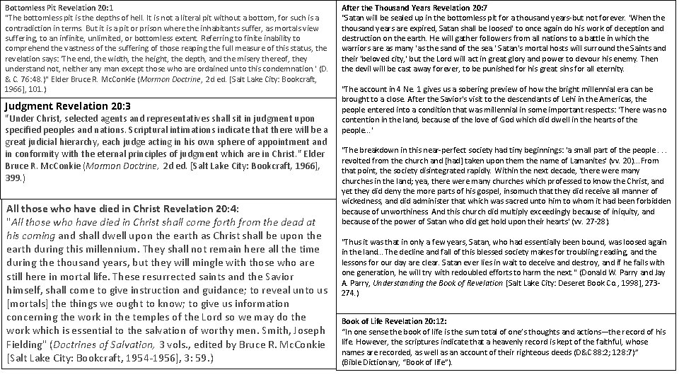 Bottomless Pit Revelation 20: 1 "The bottomless pit is the depths of hell. It