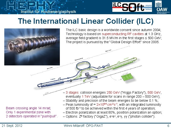 The International Linear Collider (ILC) The ILC basic design is a worldwide consent since