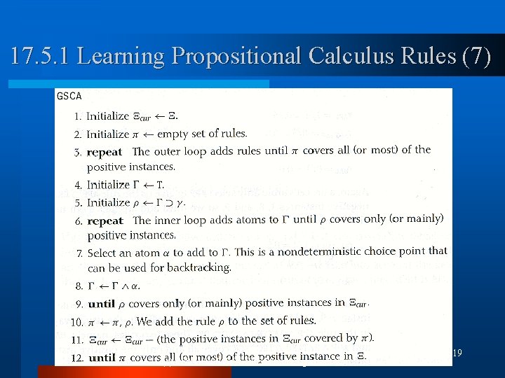 17. 5. 1 Learning Propositional Calculus Rules (7) (c) 2000, 2001 SNU CSE Biointelligence