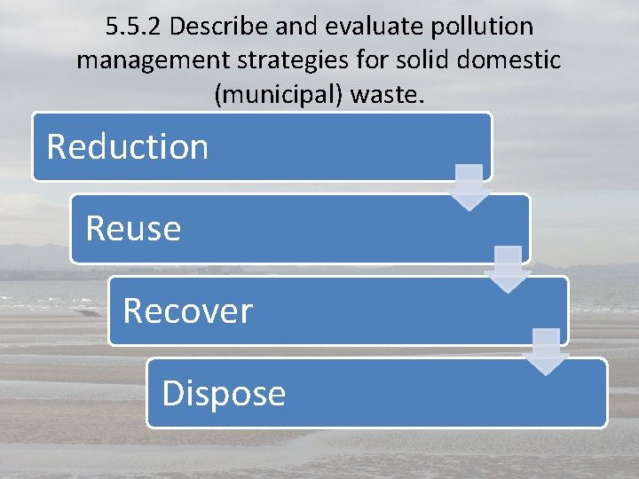 5. 5. 2 Describe and evaluate pollution management strategies for solid domestic (municipal) waste.