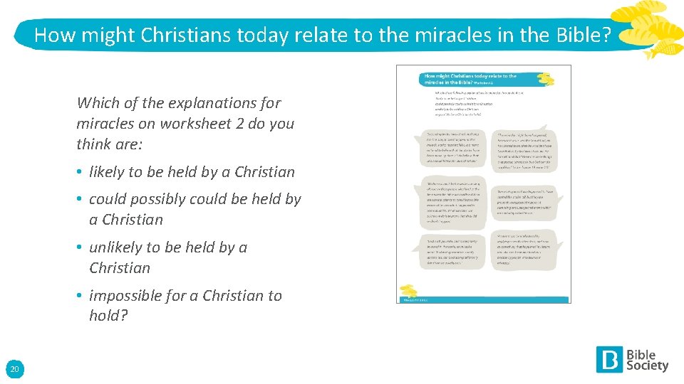 How might Christians today relate to the miracles in the Bible? Which of the