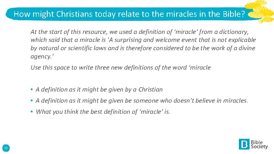 How might Christians today relate to the miracles in the Bible? At the start