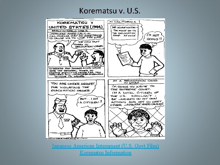 Korematsu v. U. S. Japanese American Internment (U. S. Govt Film) Korematsu Information 