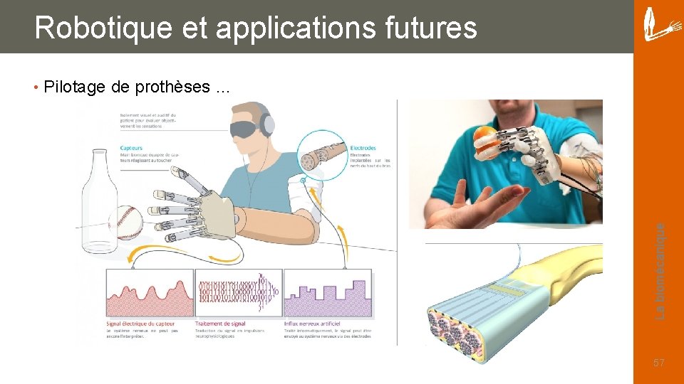 Robotique et applications futures Pilotage de prothèses … La biomécanique • 57 