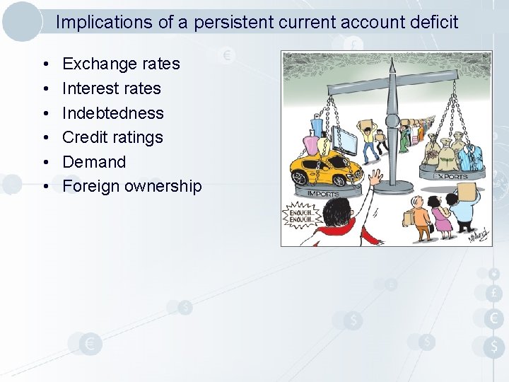 Implications of a persistent current account deficit • • • Exchange rates Interest rates