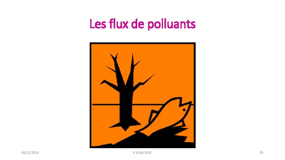 Les flux de polluants 08/11/2018 8 JDHU 2018 25 