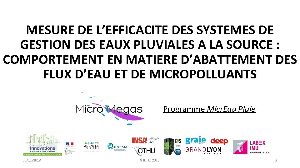 MESURE DE L’EFFICACITE DES SYSTEMES DE GESTION DES EAUX PLUVIALES A LA SOURCE :