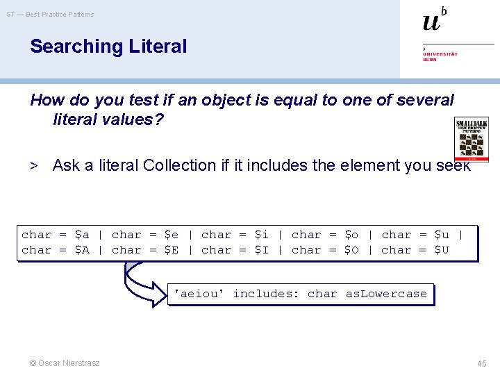 ST — Best Practice Patterns Searching Literal How do you test if an object