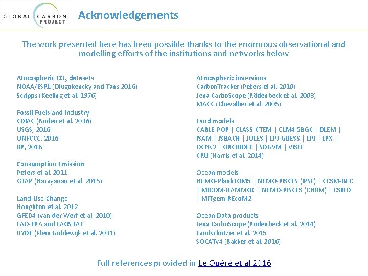 Acknowledgements The work presented here has been possible thanks to the enormous observational and