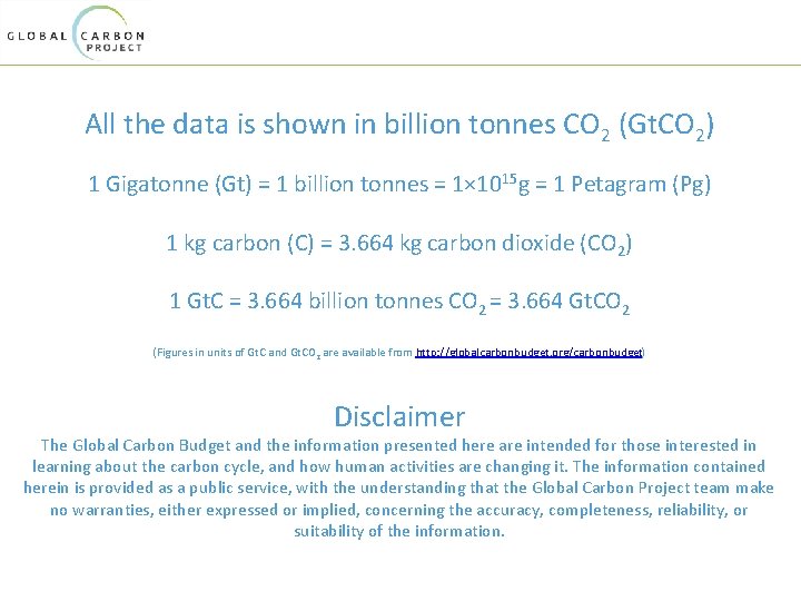 All the data is shown in billion tonnes CO 2 (Gt. CO 2) 1