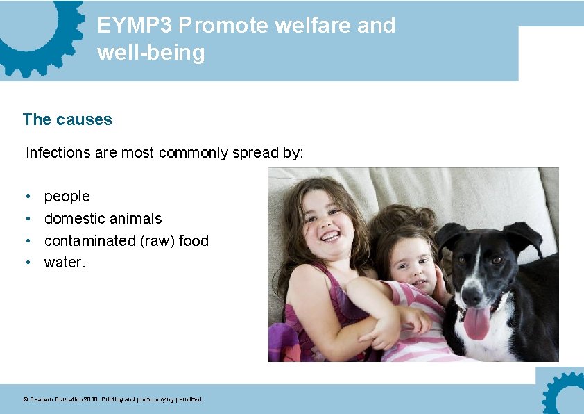 EYMP 3 Promote welfare and well-being The causes Infections are most commonly spread by: