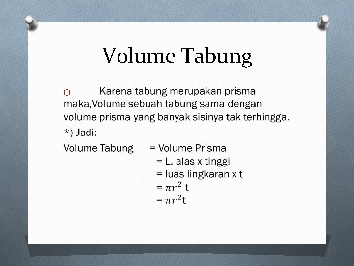 Volume Tabung O 