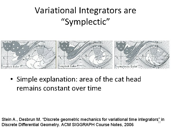 Variational Integrators are “Symplectic” • Simple explanation: area of the cat head remains constant