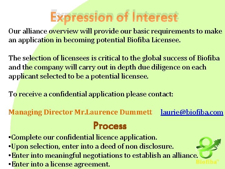 Expression of Interest Our alliance overview will provide our basic requirements to make an