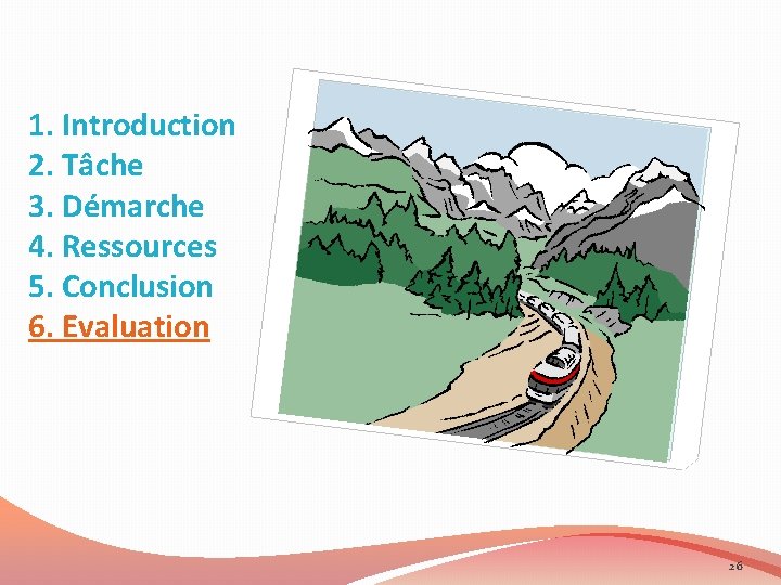 1. Introduction 2. Tâche 3. Démarche 4. Ressources 5. Conclusion 6. Evaluation 26 