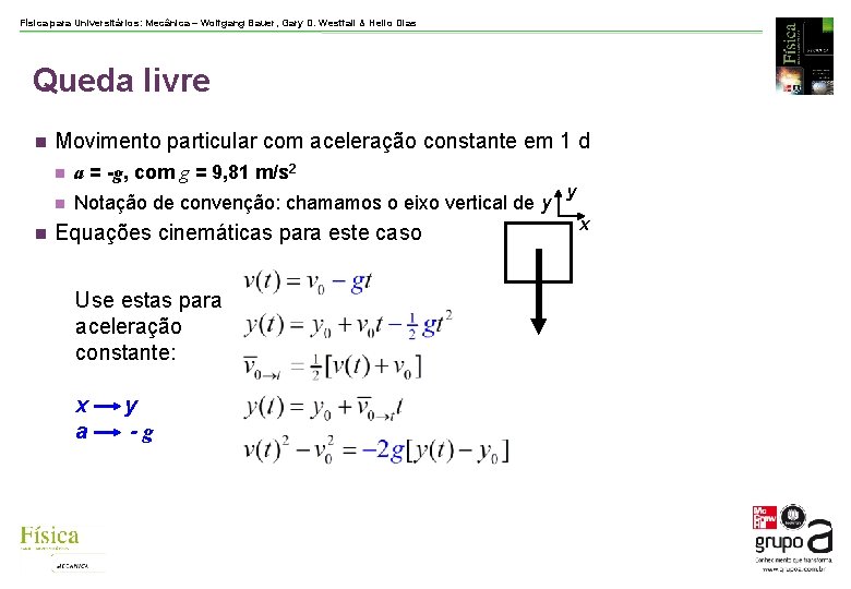 Física para Universitários: Mecânica – Wolfgang Bauer, Gary D. Westfall & Helio Dias Queda