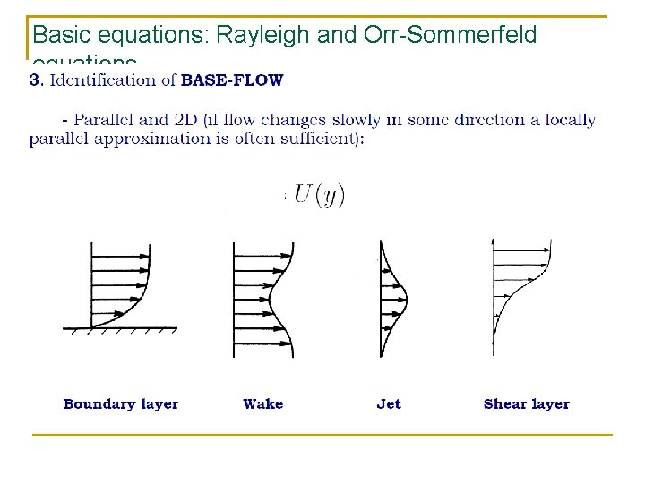 Basic equations: Rayleigh and Orr-Sommerfeld equations 