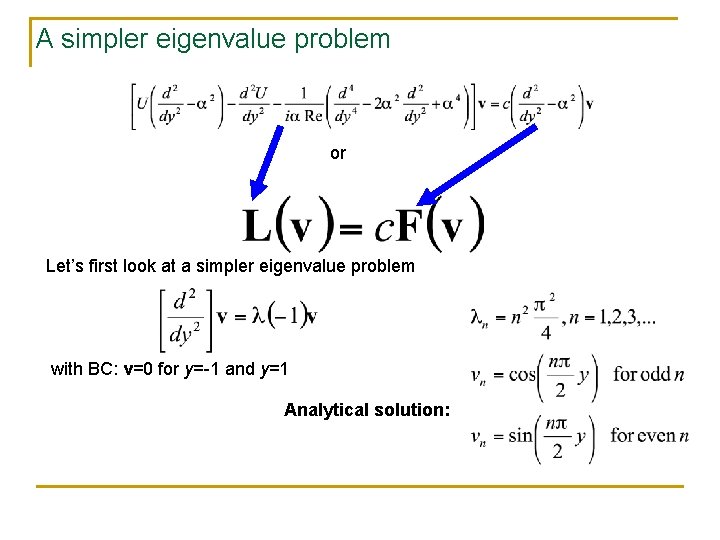 A simpler eigenvalue problem or Let’s first look at a simpler eigenvalue problem with