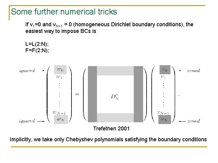 Some further numerical tricks If v 1=0 and v. N+1 = 0 (homogeneous Dirichlet