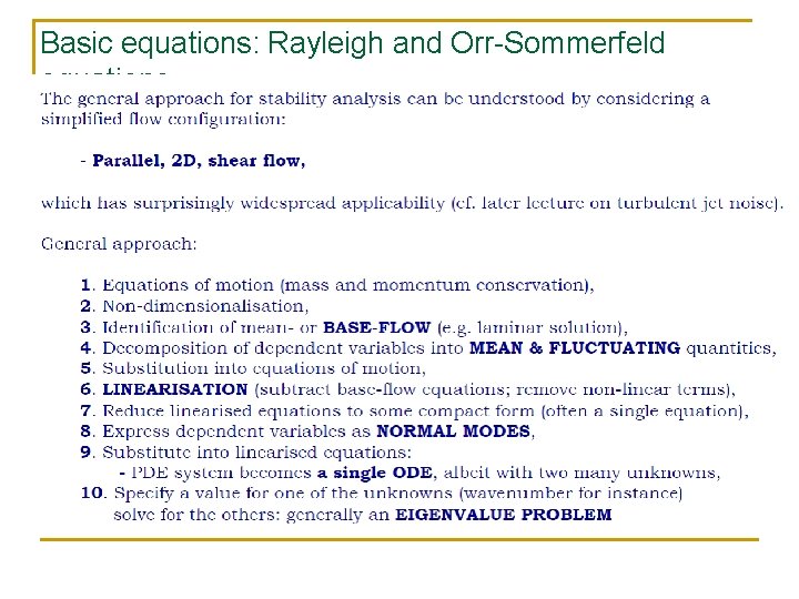 Basic equations: Rayleigh and Orr-Sommerfeld equations 