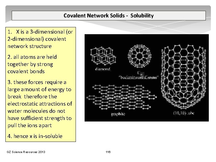 Covalent Network Solids - Solubility 1. X is a 3 -dimensional (or 2 -dimensional)