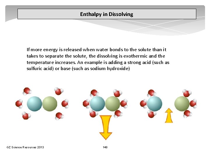 Enthalpy in Dissolving If more energy is released when water bonds to the solute