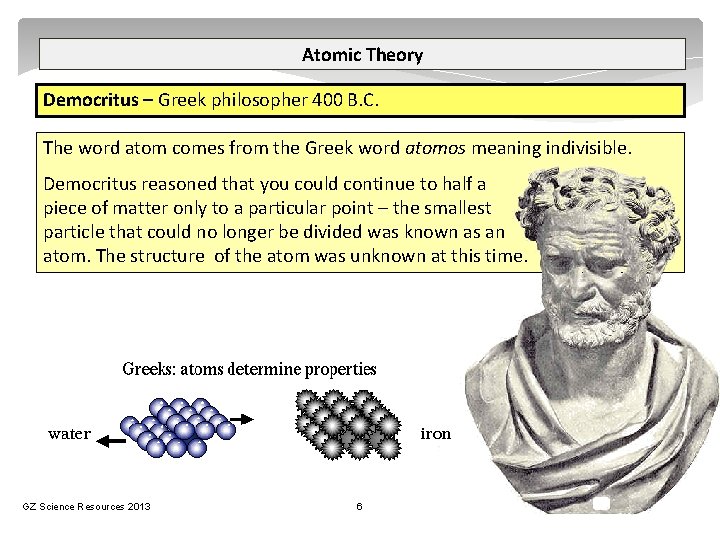 Atomic Theory Democritus – Greek philosopher 400 B. C. The word atom comes from