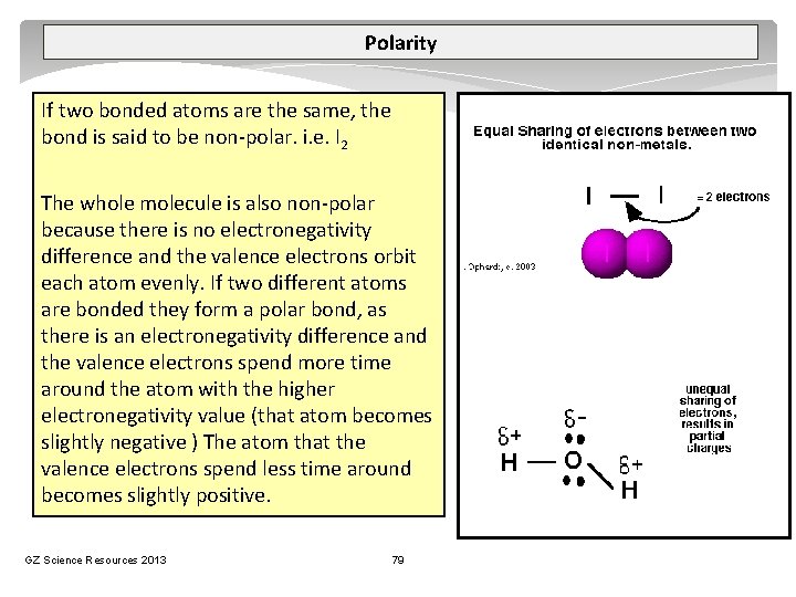 Polarity If two bonded atoms are the same, the bond is said to be