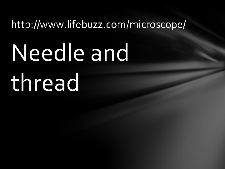 http: //www. lifebuzz. com/microscope/ Needle and thread 