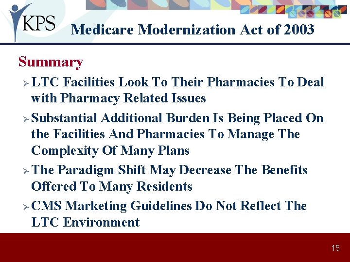 Medicare Modernization Act of 2003 Summary LTC Facilities Look To Their Pharmacies To Deal