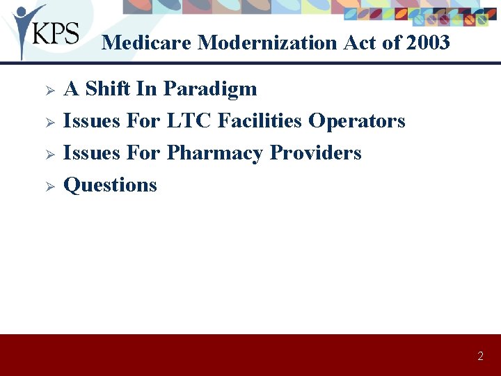 Medicare Modernization Act of 2003 Ø Ø A Shift In Paradigm Issues For LTC