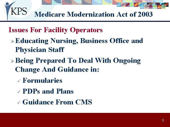 Medicare Modernization Act of 2003 Issues For Facility Operators Ø Educating Nursing, Business Office
