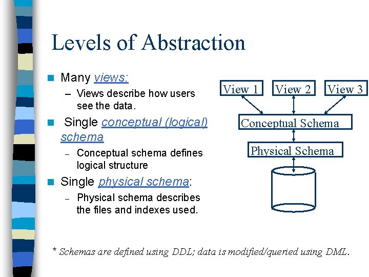 Levels of Abstraction n Many views: – Views describe how users see the data.