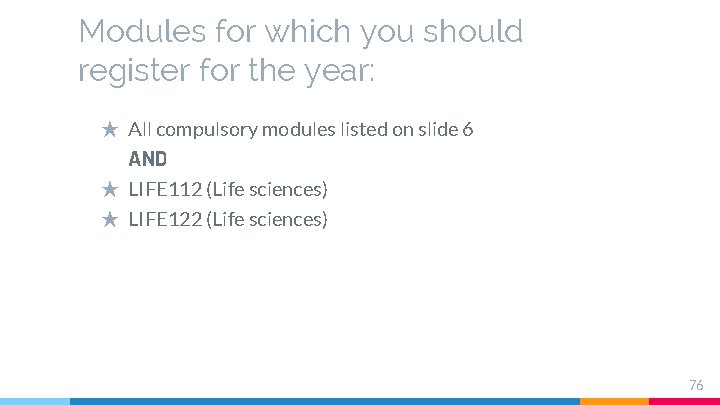Modules for which you should register for the year: ★ All compulsory modules listed Modules for which you should register for the year: ★ All compulsory modules listed