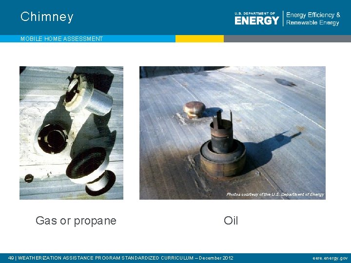 Chimney MOBILE HOME ASSESSMENT Photos courtesy of the U. S. Department of Energy Gas